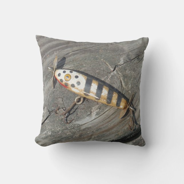 Coussin Vieux leurres de pêche au lac Arrowhead (Recto)