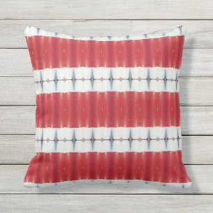 Coussin Vieux rouge blanc fuseau bleu lac retour