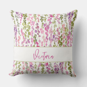 Coussin Vigne Florale Rose Vert NOM Coloré Belle
