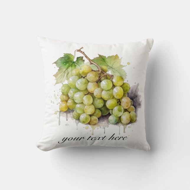 Coussin Vignoble aquarelle raisins, sur mesure (Recto)
