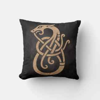Coussin Viking Dragon Knot - Ancien Norse Symbole sur Noir