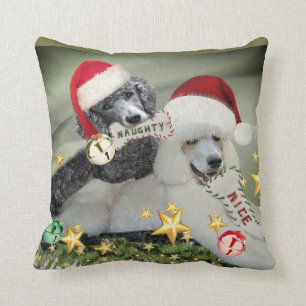 Coussin vilain ou intéressant de caniche de Noël