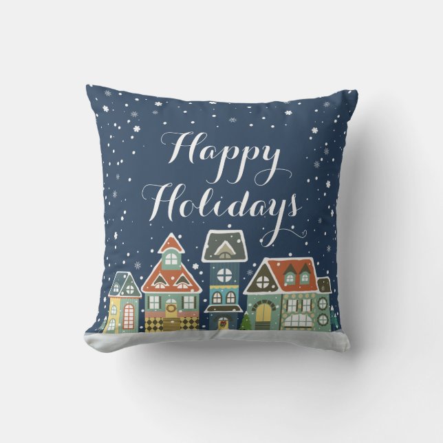 Coussin Village Bendel d'hiver de soirée de vacances de (Recto)