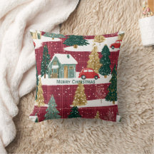 Village de Noël de la forêt rouge et verte