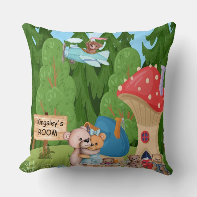 Coussin Village de pique-nique personnalisé Teddy Bear (Recto)