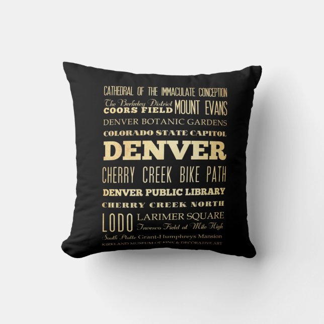 Coussin Ville de Denver d'art de typographie d'état du (Recto)