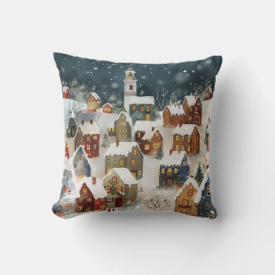 Coussin Ville de Noël illustrative