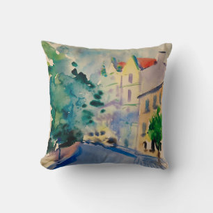 Coussin Ville de peinture aquarelle Praga