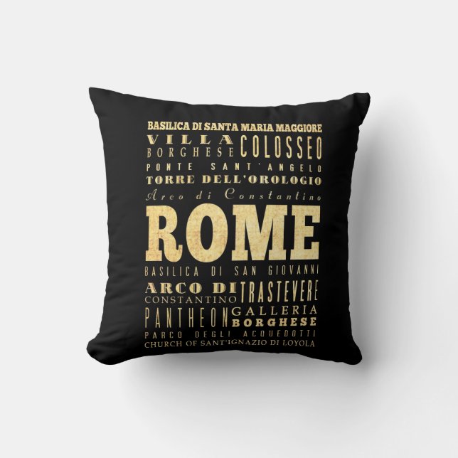 Coussin Ville de Rome d'art de typographie de l'Italie (Recto)