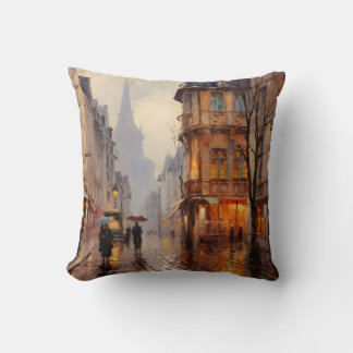 Coussin Ville de rue en pierre française - Art impressionn
