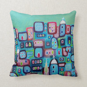 Coussin Ville de turquoise