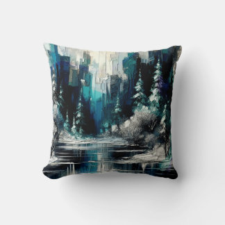 Coussin Ville peinte - Scène d'hiver 1006