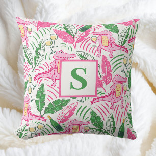 Coussin Vin Alligator Pink vert Monogramme