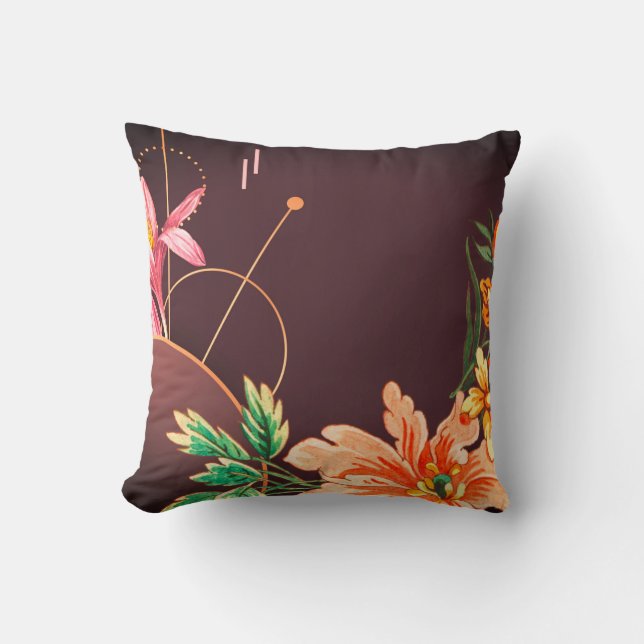 Coussin Vin de Bourgogne Artiste Floral Designer Abstrait (Recto)