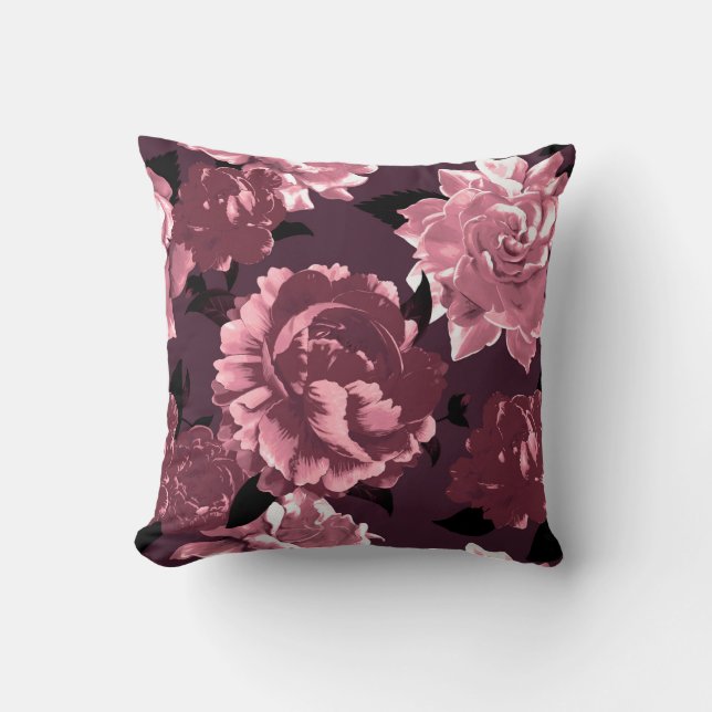 Coussin Vin de Bourgogne et motif floral (Recto)