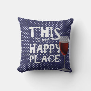 Coussin vin rouge et citation pois