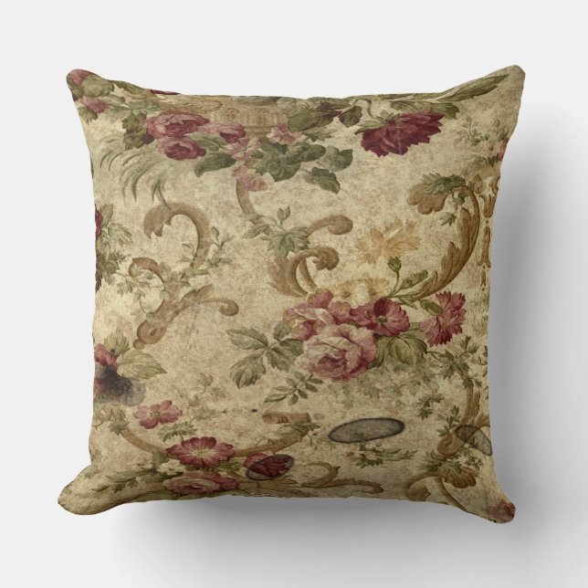 Coussin Vin vintage Shabby Chic Roses (Recto)