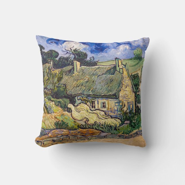 Coussin Vincent Van Gogh - Chalets de chaume à Cordeville (Recto)