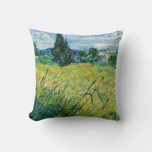 Coussin Vincent van Gogh - Champ de blé vert avec Cypress