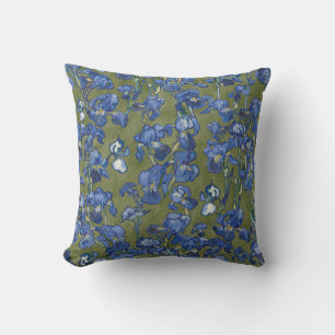 Coussin Vincent Van Gogh Iris Bleu de Cobalt Vert Olive