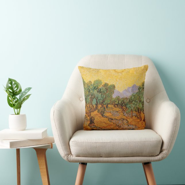 Coussin Vincent van Gogh - Oliviers, Ciel Jaune et Soleil (Chaise)