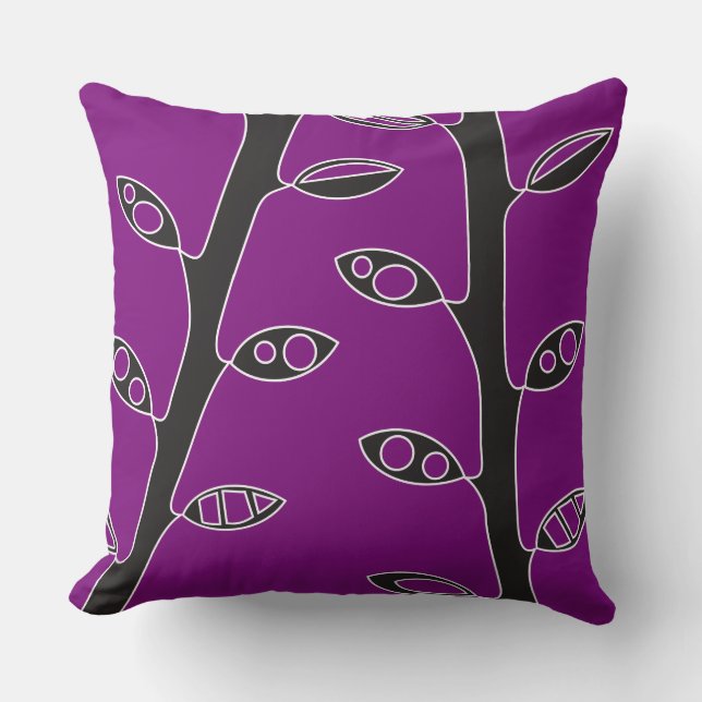 Coussin VINES Violet Conception Rétro Pilote (Recto)