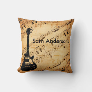 Coussin Vintag Rock and Roll Guitare Sound Wave