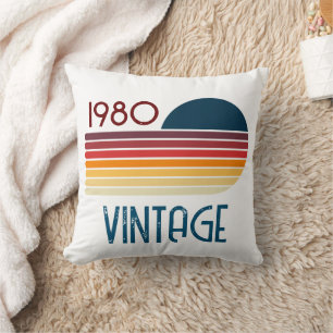 Coussin Vintage 1980 Retro Stripe Sun