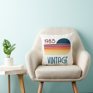 Coussin Vintage 1985 Retro Stripe Sun