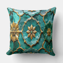 Vintage Algerian Turquoise Ceramic Art Pillows