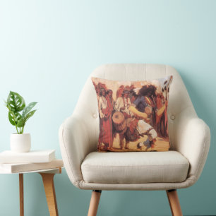 Coussin Vintage Amérindiens Danseur de buffle par Cassidy