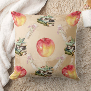 Coussin Vintage Apple & Motif de livres - Cosy Fall Vibe