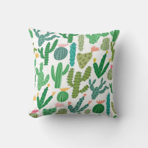 Coussin vintage cactus mignon main dessiné sans couture mo