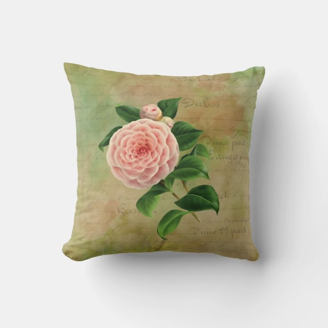 Coussin Vintage Camellia Botanique (Recto)