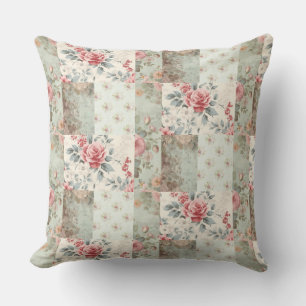 Coussin Vintage Chic Pastel Chic Pastel Green Florals Patc