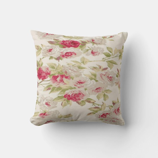 Coussin Vintage Chic Shabby Fille Roses (Recto)