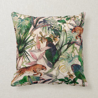 Coussin Vintage Chinoiserie Tropical Jungle Thlow