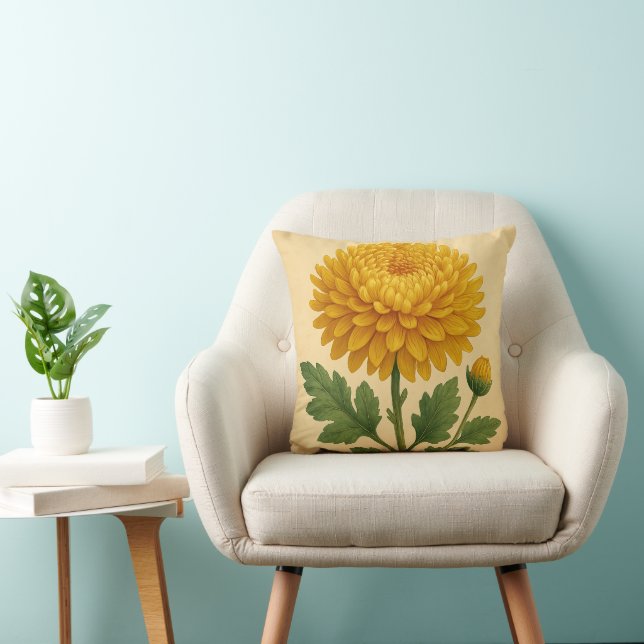 Coussin Vintage Chrysanthemum on weathered paper (Chaise)