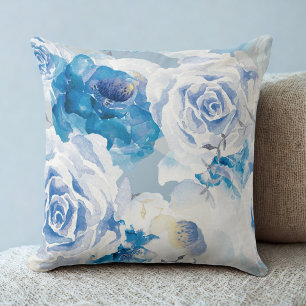 Coussin vintage classique aquarelle rose motif floral