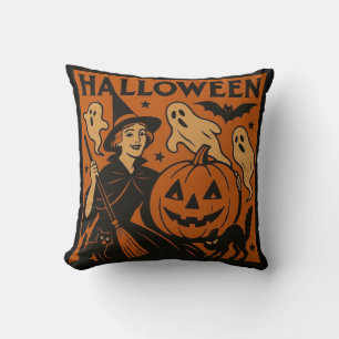 Coussin Vintage, classique sorcière d'Halloween, fantôme &