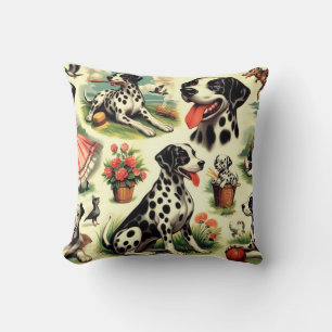 Coussin Vintage Cute Dalmatien sans joint