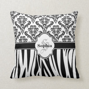Coussin Vintage Damask Cool Zebra Stripes