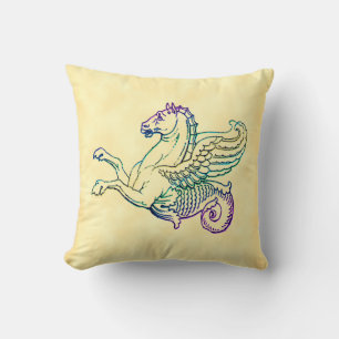 Coussin vintage d'art de hippocampe