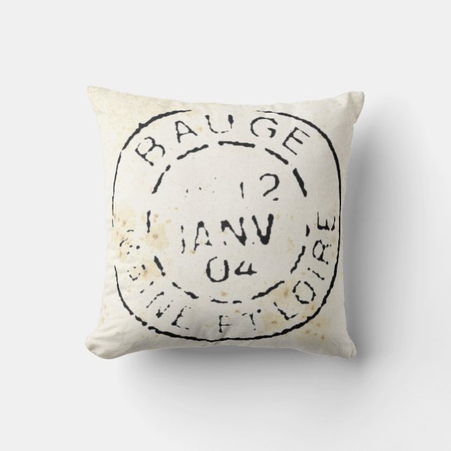 Coussin Vintage de carte postale française (Ancien (Recto)