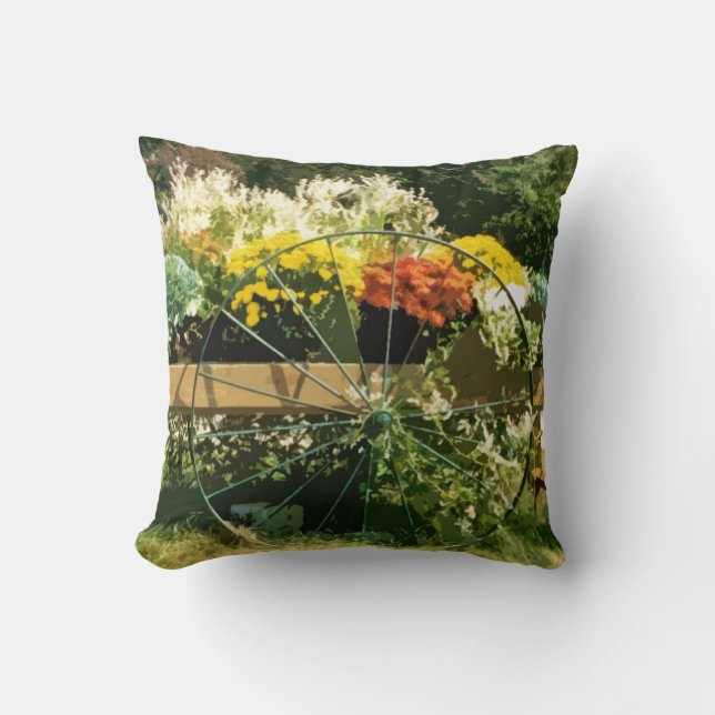 Coussin vintage de chariot de fleur (Recto)