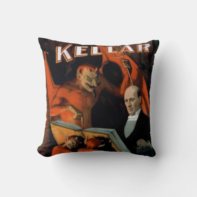 Coussin vintage de diable de Kellar de magicien (Recto)