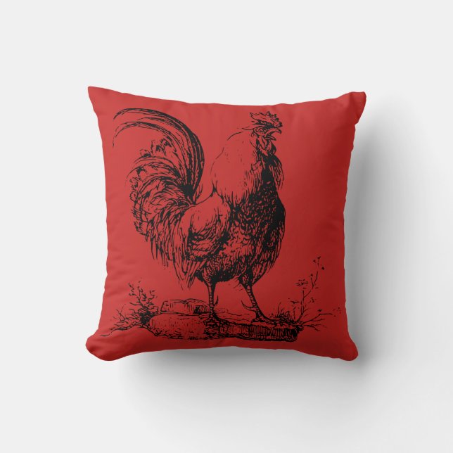 Coussin vintage de ferme de coq (Recto)