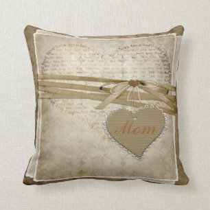 Coussin vintage de papier d'amour de damassé et d