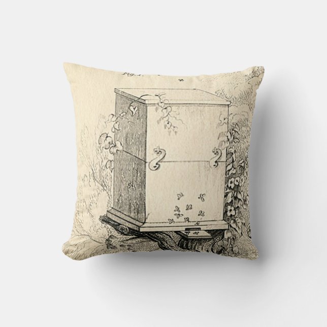 Coussin vintage de ruche d'abeille (Recto)