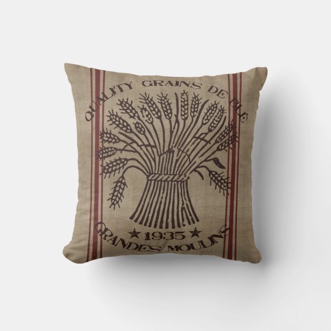 Coussin vintage de sac à blé (Recto)